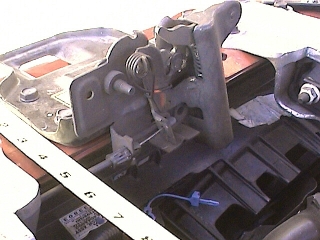 Hood Latch from the rear (engine compartment)
